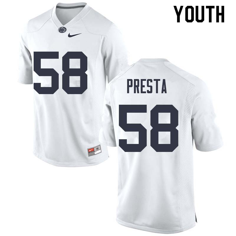 NCAA Nike Youth Penn State Nittany Lions Evan Presta #58 College Football Authentic White Stitched Jersey MGS6398OA